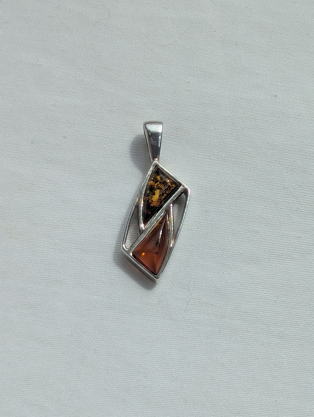 VTG Amber 925 Sterling Silver Gold And Green Amber Boho Pendant - Picture 4 of 6